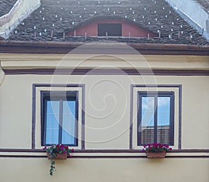 Window on the faÃÂ§ade of a stone wall