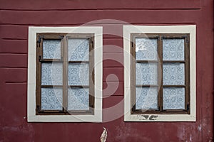 Window on the faÃÂ§ade of a stone wall