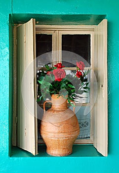 window and flowerpot photo