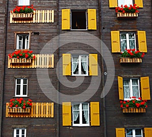 Window flowers in Spa town Leukerbad