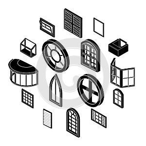Window forms icons set, simple style