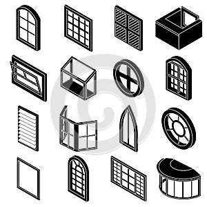 Window forms icons set, simple style