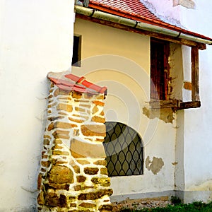 Window. Fortified medieval saxon evangelic church in Veseud, Zied, Transilvania, Romania