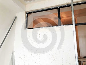 Window, frame for glass. Material for repairs in an apartment is under construction remodeling rebuilding and renovation.