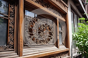 window frame with intricate carvings and details, bringing attention to the smallest of architectural details