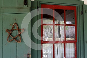 Window frame on old but beautiful farm house / east coast USA