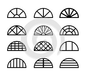 Window frame in semicircle shape, vector photo