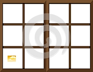 Window frame template with outside view