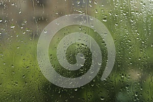 Window glass with raindrops as background, closeup