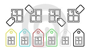 Window, glass vector icon in tag set illustration for ui and ux, website or mobile application