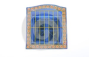 Window with glazed tiles border, Tangier, Morocco