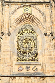 Window with golden bars of St. Vithus Cathedral