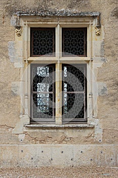 window of a gothic mansion (possonnière) in couture-sur-loir (france)