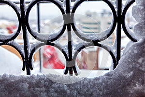 Window grates in snow