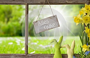 Window, Green Meadow, Alles Gute Means Best Wishes