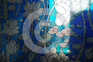 Window grille pattern Flowers blue