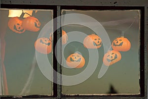Window with Halloween decoration