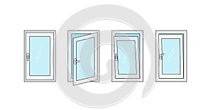 Window handle in different positions icon , line color vector illustration