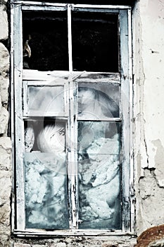 The window of a house where refugees or vagrants lived