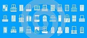 Window icon blue set vector