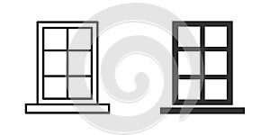 Window icon in flat style. Casement vector illustration on isolated background. House interior sign business concept