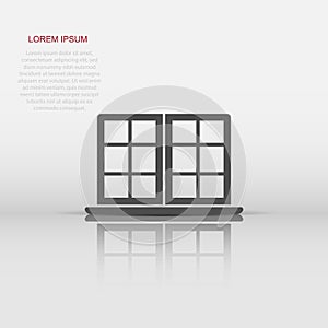 Window icon in flat style. Casement vector illustration on isolated background. House interior sign business concept