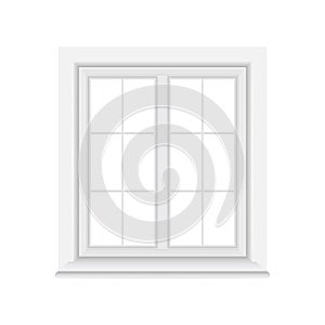 Window icon in flat style. Casement vector illustration on isolated background. Interior frame sign business concept