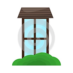 Window icon with shrubbery