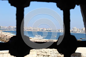 Window inside Citadel of Qaitbay, Egypt.