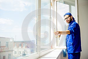 Window installation worker