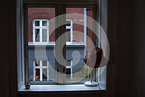 WINDOW FROM INTERIOR OF THE HOUSE, COPENHAGUE, DENMARK, MARCH 2019 photo