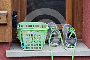 Window with its shutter looking at the sun