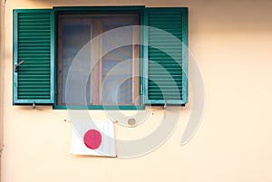 Window with Japanese flag