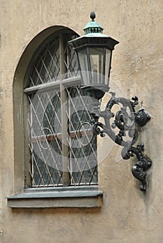 Window and lantern at the Residenz Palace in Munich, Germany