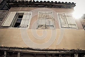 Window with lattice in old building