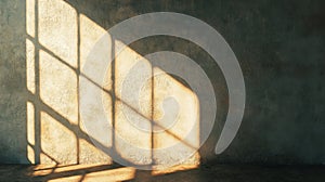 Window Light Casting Grid Pattern Shadows on Textured Wall