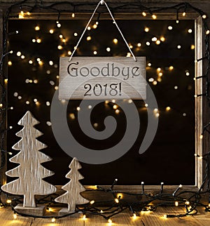 Window, Lights In Night, English Text Goodbye 2018