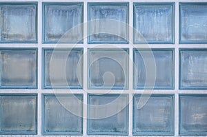 Window is made of Transparent glass bricks. Pattern of glass block wall