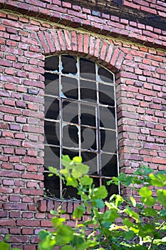 Old window with broken panes