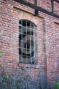 Old window with broken panes