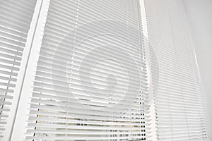 Window with modern horizontal blinds , closeup