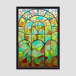 Window from a multicolored mosaic