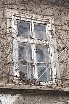 Window on the old abandoned house