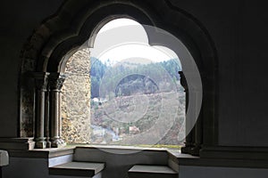 A window in an old Castle in Vianden, Luxembourg on the hill