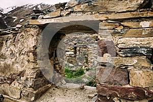 Window Of Old Dilapidated Ruined House In Ketrisi Village In Truso Gorge