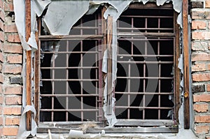 Window in an old non-residential brick house