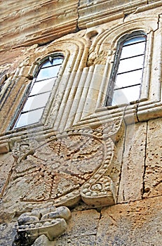 Window of old orthodox monastery Gelati near Kutaisi - Georgia