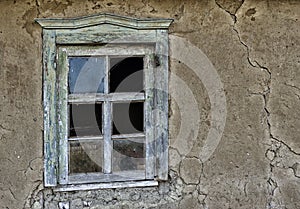 Window in an old ruinous house photo
