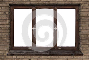 Window old wood window frame sprouts vintage white