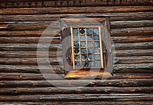 Window old wooden church built of